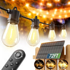 addlon 78(72+6) FT Solar String Lights Outdoor Waterproof with USB Port & Remote Control Solar Patio Lights Long Last for 20+Hrs Dimmable Solar Power LED Bulbs Hanging for Porch Garden Market Bistro