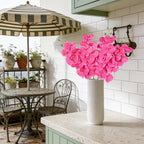 4PCS Faux Orchid Artificial Flowers, 35inch Long Stem Phalaenopsis Branches，Hot Pink Fake Orchid Flowers for Tall Vase Home Wedding Party Decoration (Hot Pink)