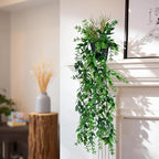 2 Pcs Faux Eucalyptus Vine Ivy Vine Artificial Hanging Plant Faux Plant Fake Potted Greenery for Wall Living Room Home Shelf Office Bathroom Outdoor Indoor Decor (Type 5)