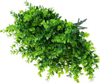 Artificial Plants Flowers Grass Shrubs 8 Pack No Fade Faux Plastic Flowers Outdoor for Farmhouse Garden Porch Patio Indoor Wedding Decoration Greenery Fake Plants uv Resistant (1#Green)