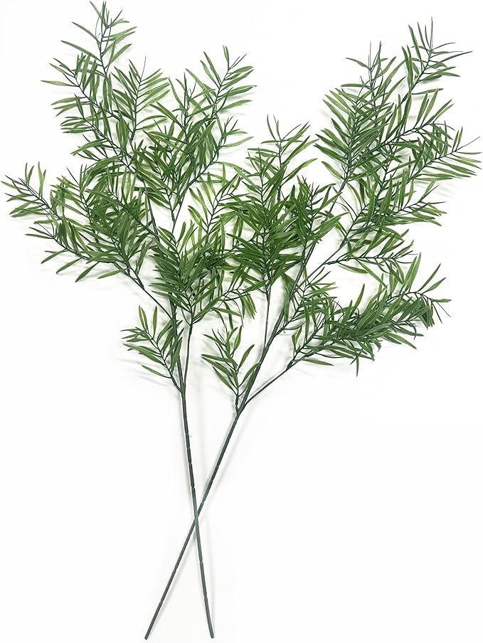 Artificial Plants Fake Plant Simulation Bamboo Leaf Tall 31 Inch, Faux Reed Plastic Leaves Faux Greenery Bushes Flexible Branches Stems for Indoor Outdoor Decor Wedding Party DIY Decoration - 2 Pack