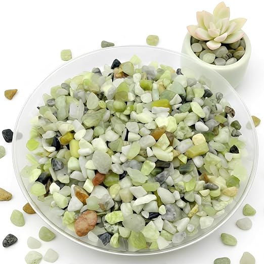3/8 Inch Polished Decorative Pebbles, River Rocks for Indoor Plants, Succulents, Planters, Vases, Fish Tank, Aquarium Gravel & Landscaping, Jade, 3LB