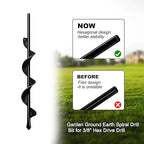 1.7"x15" Garden Auger Drill Bit for Planting Solid Shaft Bulb Auger, Heavy Duty Garden Spiral Drill Bit for Auger Post Hole Digger, 3/8” Hex Drive Drill