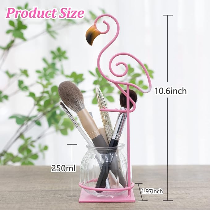 Desktop Glass Planter Vase Holder, esktop Glass Planter Hydroponics Vase，Metal Flamingo Plant Terrarium， Stand for Plants Creative Decorations for Home Patio Lawn Garden