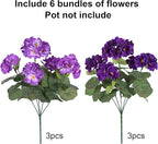 Artificial Geranium Fake Flowers for Outdoors Decoration, 6 Bundles Silk Geraniums Flower UV Resistant Look Real Faux Plants for Front Door Garden Porch Planter Patio Balcony Yard Indoor Home, Mix