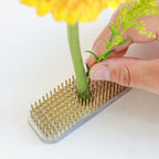 Wazakura Japanese Ikebana Kenzan Long Rectangular Flower Holder 3.4 in (87 mm), Made in Japan Floral Arranging Pin Frog Tool (3.4" (87mm) Long Rectangular Brass Kenzan)