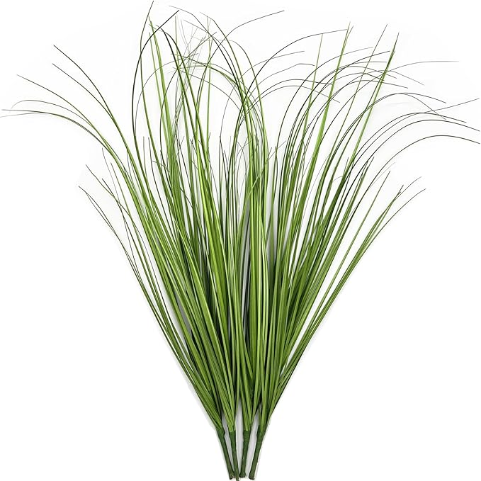 Artificial Shrubs Bushes Fake Plastic Tall Wheat Grass 16 Bundles, Faux Greenery Plants for Indoor Outdoor Décor Home Garden Verandah Kitchen Office Wedding Christmas DIY Decoration Green Leaves 16p