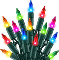 TW SHINE Outdoor Christmas Lights, 20FT 100 Count Christmas String Lights Incandescent, Waterproof Indoor Mini Christmas Tree Lights for Xmas Decorations, Multi Colored