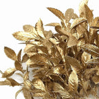 PASYOU Artificial Golden Plants Decor, Plastic Grass Fake Shrubs Simulation Leaves for Indoor Outdoor Home Garden Planter Filler Party Verandah Wedding Faux DIY Decoration - Gold 6 Pack