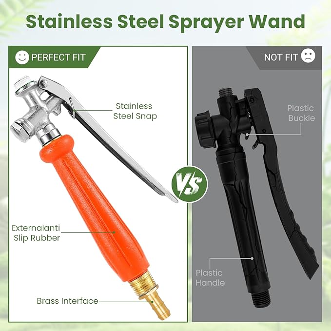 All Metal Replacement Sprayer Wand, Suitable for 1/2" Hose Quick Connector, 1/4" & 3/8" & 1/2" Brass Barb Spray Wand, Built-in Shut Valve Stainless Steel Spray Wand (29" Sprayer Wand)