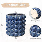 6 Inch Ceramic Planter Pot for Indoor Plants with Drainage Hole Bubble Flower Planter Hobnail Plant Pot Garden Planter Blue Succulent Plant Pot Utensil Holder