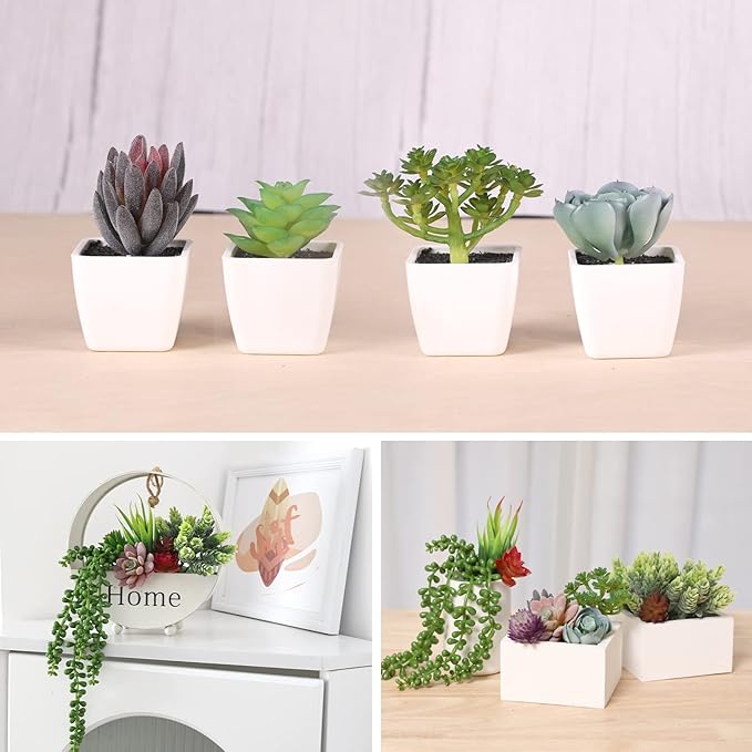 CEWOR 14pcs Fake Succulents Unpotted Realistic Textured Succulent Plants Mini Artificial Succulent Plants Faux, Premium Decor for DIY Crafting Home Floral Wall Garden Arrangement Office Decoration