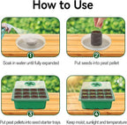 Halatool 4 Pack Seed Starter Tray with 50 PCS Peat Pellets, 48 Cells Green Seeding Starter Trays for Organic Seed Starter Soil Pods for Planting Vegetables Plants Flowers - Starting Seeds Kit
