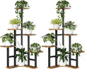 Yzosvki Corner Plant Stand Indoor Set of 2, 6 Tiered Corner Plant Shelf Flower Stand for Multiple Plants, Plant Shelves Organizer Rack, Square Rustic Brown