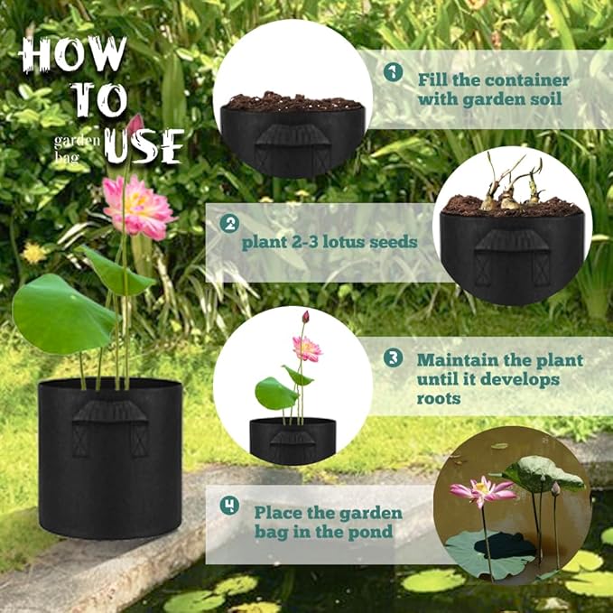 6 Pcs Lily Plant Pots for Pond, 2 Gallons Aquatic Pond Planter, Breathe Reusable Grow Bags with Handles for Aquatic Plants, Water Lily, Lotus, Potato,Onion,Flowers