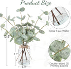 Artificial Eucalyptus Stems in Glass Vase with Faux Water, 13.5" Fake Plants for Home Decor, Coffee Table Centerpieces, Office, Bathroom & Farmhouse Weddings - Faux Greenery Plants Decorations