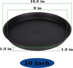 2 Pack of 10 inch Plant Saucer Gray, Heavy Duty Plastic Plant Saucer 10 inch Round, Durable Plant Tray for Pots, Plant Saucers for Indoors, Plant Trays for Planter 9"/10" (10", Black)