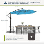 wikiwiki 10ft Patio Umbrellas Offset Outdoor Umbrella Cantilever Hanging Umbrellas w/Infinite Tilt, Fade Resistant Waterproof RECYCLED FABRIC Canopy & Cross Base, for Yard, Garden & Deck, Sky Blue