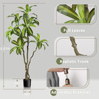 Artificial Dracaena Tree 6.5ft(78in) Faux Floor Plant for Indoor Decor Realistic Potted Tree with Texture Lifelike Leaves and Natural Wood Trunk for Home Living Room,Office Perfect Housewarming Gift