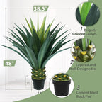 3.5ft Artificial Agave Plant, 42 Inch Tall Faux Agave Plants in Black Pot, Fake Floor Plant Outdoor Indoor for Front Porch Patio Home Office Door Step Hotel Desert Style Decor 2PCS