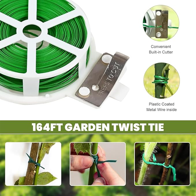 Cucumber Trellis 2 Pack, Foldable A-Frame Garden Trellis for Raised Bed Garden Grow Support with Plant Support Clips, Twist Ties, Plastic Ties, for Cucumber,Tomato, Climbing Plants and Flowers