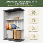 Aoxun White Resin Outdoor Storage Shed with 2 Shelves & Floor, 64 Cu.Ft Vertical Waterproof Cabinet for Garage, Pool, Bike, Garden Tools, Patio Furniture