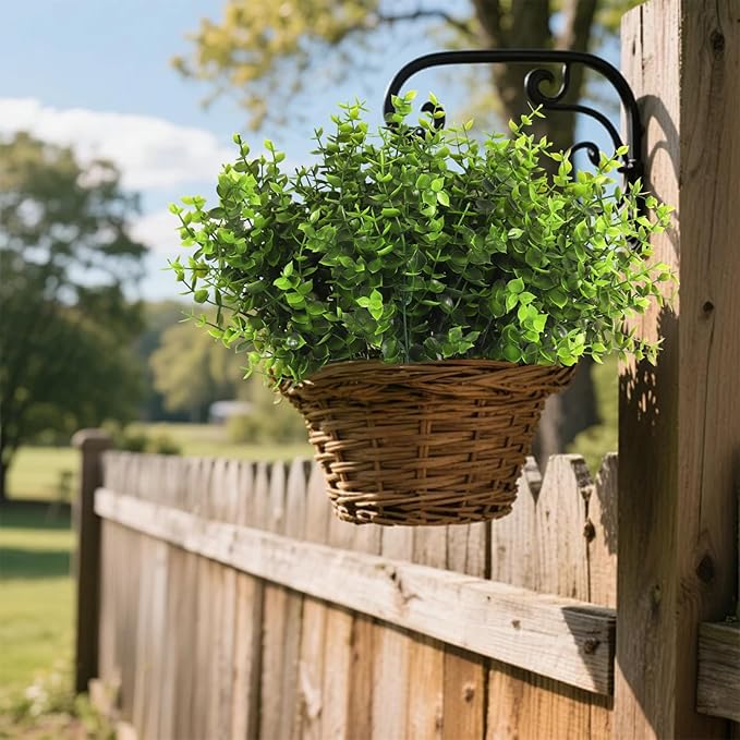 RECUTMS Artificial Boxwood Stems Fake Plant 12 Large Pieces, Faux Farmhouse Greenery Shrubs to Brighten up Your Wedding Home Kitchen Garden Patio Yard Indoor Outdoor Decor(Eucalyptus)