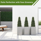 4ft Artificial Boxwood Topiary Trees (Set of 2) - UV Resistant Faux Plants Outdoor, Realistic 48in Fake Potted Bushes and Shrubs for Front Porch, Planter, Patio, Evergreen