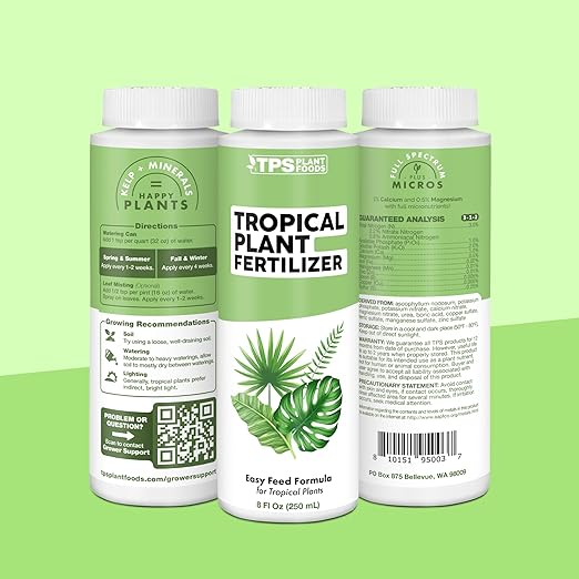 Tropical Plant Fertilizer – Liquid Plant Food for Bigger Leaves, Lush Growth & Stronger Roots, 8 oz