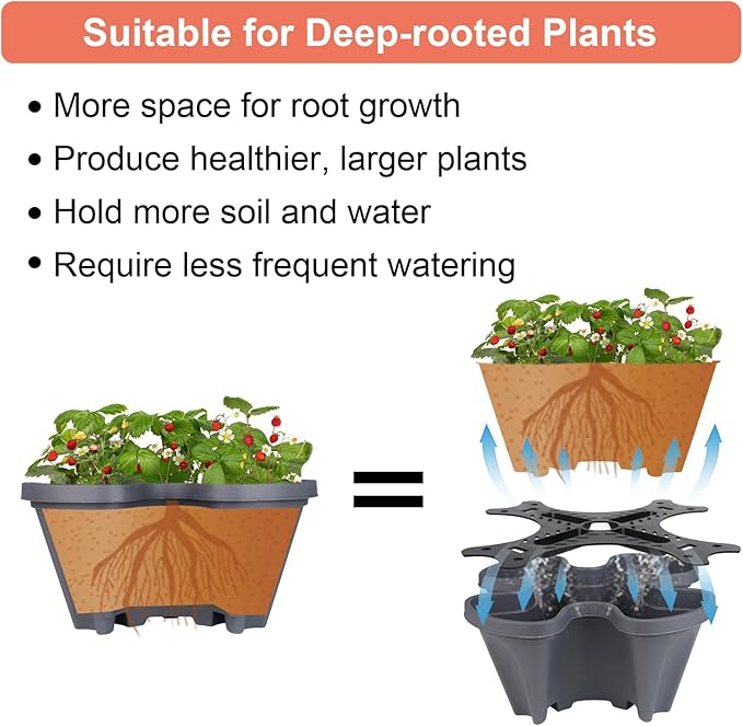 GameXcel Vertical Planter Tower - 5 Tier Stackable Garden Planters with Wheels and Tools Plant Pots for Strawberry Herb Flower and Vegetable Indoor Outdoor Use Dark Gray