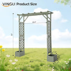 VINGLI Wooden Garden Arbor with Planter, Wedding Arch for Ceremony, Wood Garden Arbour Trellis for Plant Climbing, Pergola for Garden Backyard, Lawn, Outdoor (Olive Green)