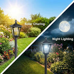 Benany 76" Solar Lamp Post Lights with Planter, Glass & Metal Street Light Outdoor Waterproof, 60 Lumens Dusk to Dawn Solar Pole Light for Garden, Yard, Driveway, Porch, Patio, Cool White