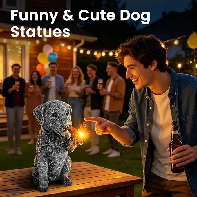 Solar Garden Statues Outdoor Decor, Garden Decor Dog Statue for Yard, Patio, Lawn Outside, Ideal Christmas Birthday Mothers Day Gifts for Mom Women Grandma