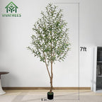 VIVATREES 7FT Olive Tree Artificial Indoor, 84in Tall Faux Olive Tree with Pot, Fake Potted Tree with Fruits for Home Office Decor