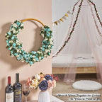 6 Pcs x 8.2 ft Flower Garland Artificial Rose Vine Flowers with Green Leaves Hanging Fake Roses Vine for Room Party Home Wedding Birthday Christmas Wall Arch Decor, White Blue Flower