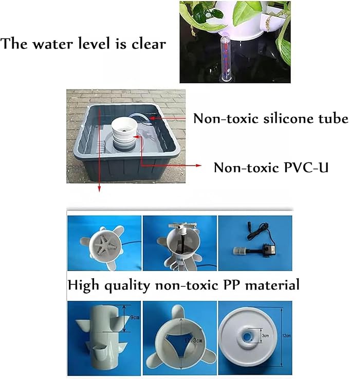 FLTRGO Hydroponics Growing System, 15 Layer 45 Holes Indoor Hydroponic Grow Vertical Tower, with Led Grow Llight, Garden Tower Growing Kit, for Grow Herbs, Fruits, Vegetables