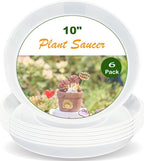 LWALRS Plant Saucer Tray 10 inch, 6 Pack Plastic Plant Saucers for Indoors Outdoor, Heavy Duty Drainage Drip Water Trays for Planter Pots Flower, Flower Saucers for Pots Base (10", Clear)