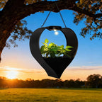 Hanging Planter with Auto-On/Off Solar Lights, Metal Heart Shaped Flower Pot for Home Garden, Patio, Porch, Balcony, Outdoor Decro, Unique Birthday Gifts for Women, Mom, Wife, Gardeners (Black)