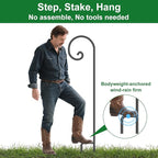 BEAU JARDIN 4 Pack Shepherds Hook 65 inch One Piece Structure No Assembly Required 1/2in Solid Shepards Hook for Outdoor Garden Plants Hummingbird Bird Feeders Pole Lanterns Heavy Duty