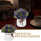 Healeved Artificial Purple Orchid Fake Bonsai Plant Decor, Small Potted Faux Flower Ornament for Home Living Room Desktop Decoration