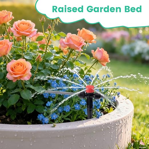 240FT Quick-Connect Drip Irrigation System, Garden Watering System 1/4" & 1/2" Fast-Lock Tubing, Adjustable Nozzles Emitters for Outdoor Raised Garden Beds,Greenhouse, Lawn, Patio