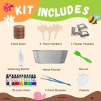 PLANTMEW Paint & Plant Flower Growing Kit for Kids - Fun Kids Gardening Set - Unique Birthday, Crafts & Arts, Gardening Gifts for Girls & Boys, Ages 5, 6, 7, 8-12 Years Old, Easter Gifts for Girls