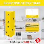 12 Pack Sticky Fly Traps, Fly Traps Outdoor/Indoor, Fly Stick, Fruit Fly Trap, Flying Insect Catcher Gnat Trap Killer for Flying Plant Insect Such as Mosquitos, Aphids, Leafminers, Fungus Gnats