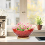 ARTKETTY Bonsai Pots - 9.06'' Ceramic Pots for Indoor Plants, Large Succulent Pots with Drainage Bamboo Tray, Unique Bonsai Tree Planters Round Cactus Flower Plant Container Bowl Home Office Decor