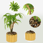 10. 6" Artificial Dracaena Plant with Textured Leaves Golden Ceramic Pot Realistic Faux Greenery Fake Potted Plant Indoor Outdoor Home Decor for Living Room Office Garden Table Centerpiece