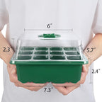 UWIOFF Seed Starter Tray, 12-Pack 144 Cells Seedling Starter Trays, Humidity Adjustable Seed Tray Kit with Dome and Base Greenhouse Grow Trays Mini Propagator for Seeds Growing Starting