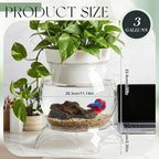 Geelin 3 Gallon Plastic Aquaponic Betta Fish Tank Aquaponic with Base and Top, Small Bowl Shatterproof Ecosystem Aquarium with Clear Clarity for Terrarium, Flower Vase Betta Fish Centerpiece Gifts
