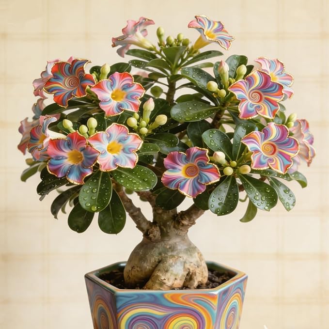 Rare Desert Rose Plant Live Succulent | Low Maintenance Flowering Plant for Indoor & Outdoor Home Garden Decor (5)