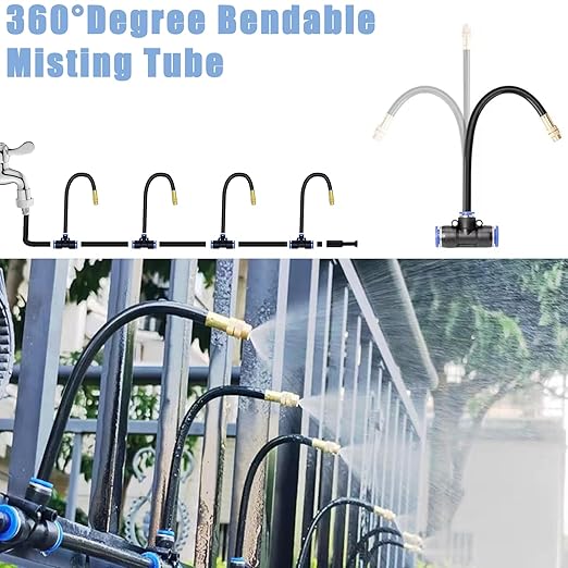 49.21Ft Drip Irrigation System, 360° Bendable Drip Irrigation Kit Automatic Irrigation System for Garden, Adjustable Garden Watering Misting System for Greenhouse, Yard, Lawn, Plant