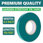 Easytle Stretch Tie Tape Roll, 1/2" 150ft Garden Tie Tape, Thick Sturdy Plant Ribbon Garden Green Vinyl Stake Gardening Tools for Indoor Outdoor Patio Plant Use (10 Pack)